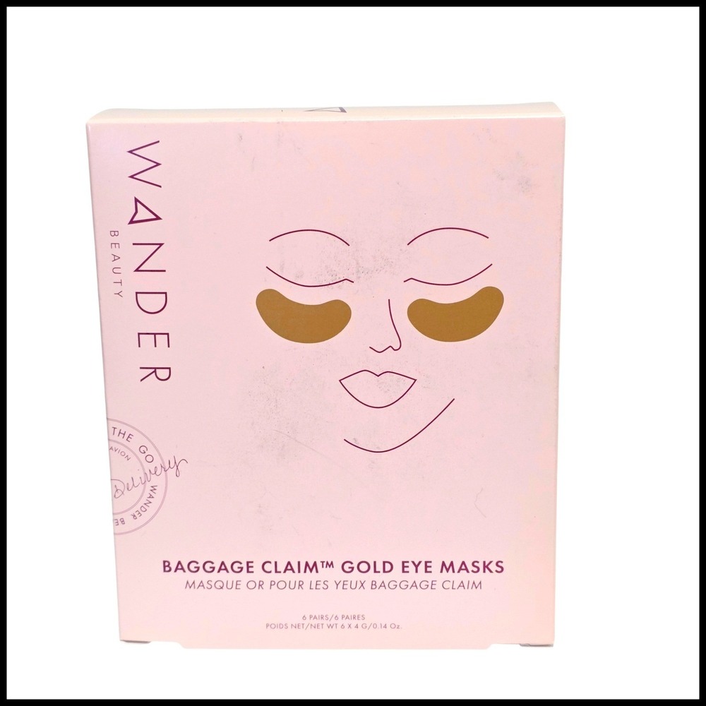 Wander Beauty Baggage Claim Gold Eye Masks 6 Pairs Hydrating Brightening New